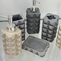 طقم مغسلة رخامي بتصميم هندسي عصري – 4 قطع
