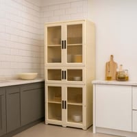 خزانة تخزين بلاستيكية متعددة الاستخدام بواجهة شبه...