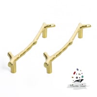 329 - مقبض فرع شجرة كبير ذهبي ( قطعتين )