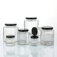 علب زجاج سداسي جمله فضي واسود