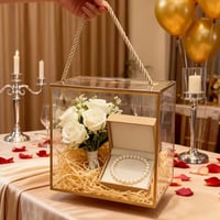 علب شفافة ايطار ذهبي