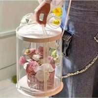 علب كيك دائري مع شريط مقاسات والالوان