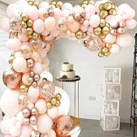 طقم بالونات حفلات كبير بألوان ذهبي، أبيض، وبنفسجي