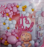 طقم بالونات حفلات كبير - بينك - حفلة بيبي