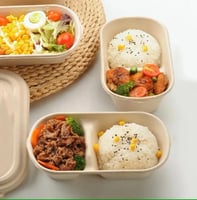 علب طعام مقسمة مصنوعة من قصب السكر الحجم: 1000 مل...