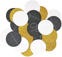 زينة حفلات ورقية باللون الأسود والأبيض والذهبي