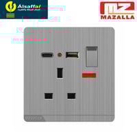 فيش+2 شاحن بمفتاح ولمبة 13 امبير MZ