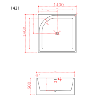 بانيو ديكور مربع ابيض فيركو مقاس VERCO 140X140 cm