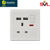 فيش مفرد 13 أمبير بمفتاح ومنفذين شاحن SVL USB