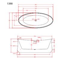 بانيو ديكور ابيض فيركو مقاس VERCO 180X80 cm
