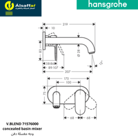 لوحة خلاط مغسلة مخفي هانس جروهي 71576000 V.BLEND