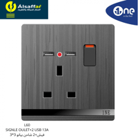 فيش+2 شاحن بمفتاح لمبة 13 امبير 1NE