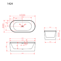 بانيو ديكور ابيض فيركو مقاس VERCO 150X80 cm
