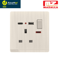 فيش+2 شاحن بمفتاح ولمبة 13 امبير MZ