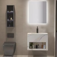 مغسلة رخام صناعي أبيض لماع 60 سم