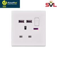 فيش مفرد 13 أمبير بمفتاح ومنفذين شاحن SVL USB