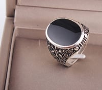 خاتم رجالي مطلي بالفضة مقاس 8