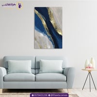 فن تجريدي أزرق و ذهبي