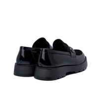 جزمة لوفر طبية جلد لامع فاخر ومحمل - أسود