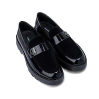 جزمة لوفر طبية جلد لامع فاخر ومحمل - أسود