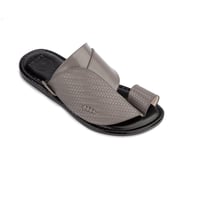 نعال شرقي مطرز جلد رمادي فخم - صناعة وطنية