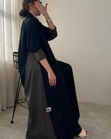 عباية كلوش اسود وزيتي كريب اندونيسي