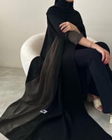 عباية كلوش اسود وزيتي كريب اندونيسي