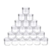 مجموعة 12 من علب ميني بلاستيك شفاف مقاس 20 مل بغطا...