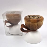 مباخر بتصميم انيق (12 قطعة) بلون خشبي و أبيض مع عل...