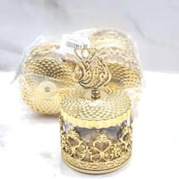 مجموعة 12 من علب التعبئة دائري الشكل مع غطاء ذهبي