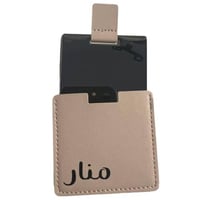 مجموعة 12 من مرايا الجلد مع جيب جلد مربع الشكل مع...