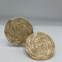 مجموعة من 12 قطعة من صحن تقديم خوص دائري بتصميم ان...