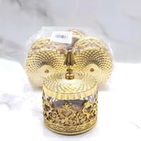 مجموعة 12 من علب التعبئة دائري الشكل مع غطاء ذهبي