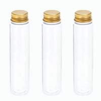 علب زجاجية شفافة بغطاء ذهبي (12 قطعة) مقاس 3*10 سم