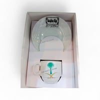 مجموعة (12) من توزيعات طقم قهوة سعودي مصمم بشعار ا...