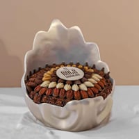 صحن تقديم بتصميم انيق من الفايبر لون أبيض (بدون تع...