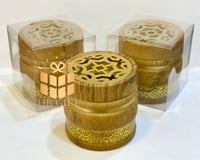 توزيعات مباخر حروف عربي بني 12 قطعة (درزن) بعلب شف...