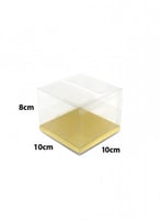 علب هدايا شفافة مع قاعدة ذهبية لتوزيعات الملكة مقا...