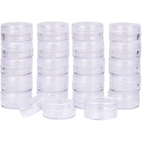 مجموعة 12 من علب ميني بلاستيك شفاف مقاس 10 مل بغطا...