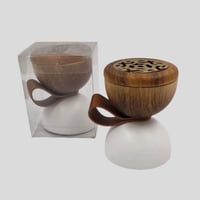 مباخر بتصميم انيق (12 قطعة) بلون خشبي و أبيض مع عل...