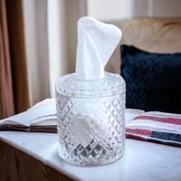 علب مناديل كبير زجاجيه بتصميم كريستال اسطواني الشك...