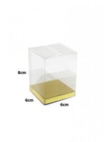 علب هدايا شفافة مع قاعدة ذهبية لتوزيعات الملكة مقا...