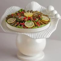 صحن تقديم بتصميم انيق من الفايبر لون أبيض (بدون تع...