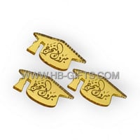 لوقو اكريليك مبروك التخرج 12 قطعة ذهبي (شكل قبعة)