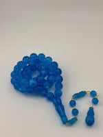 سبحة بكالايت صب جديد أزرق شفاف بلمعة دائري