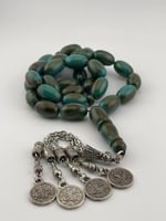 سبحة بكالايت صب جديد تركواز مخلوط ببني بيضاوي