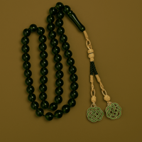 سبحة زعفرانية مع طربزونتين فضة عيار 1000