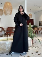 فروة نسائية شتوية جوخ فاخر مع فرو ناعم