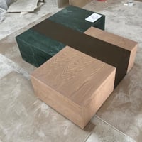 2 طاولة رخام اخضر + خشب مع حزام