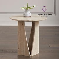 طاولة جانبية +خدمه رخام طبيعي ترافنتينو